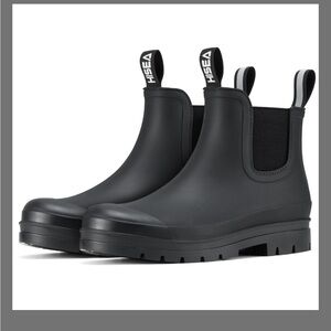 HISEA Black Chelsea MatteRain Boots